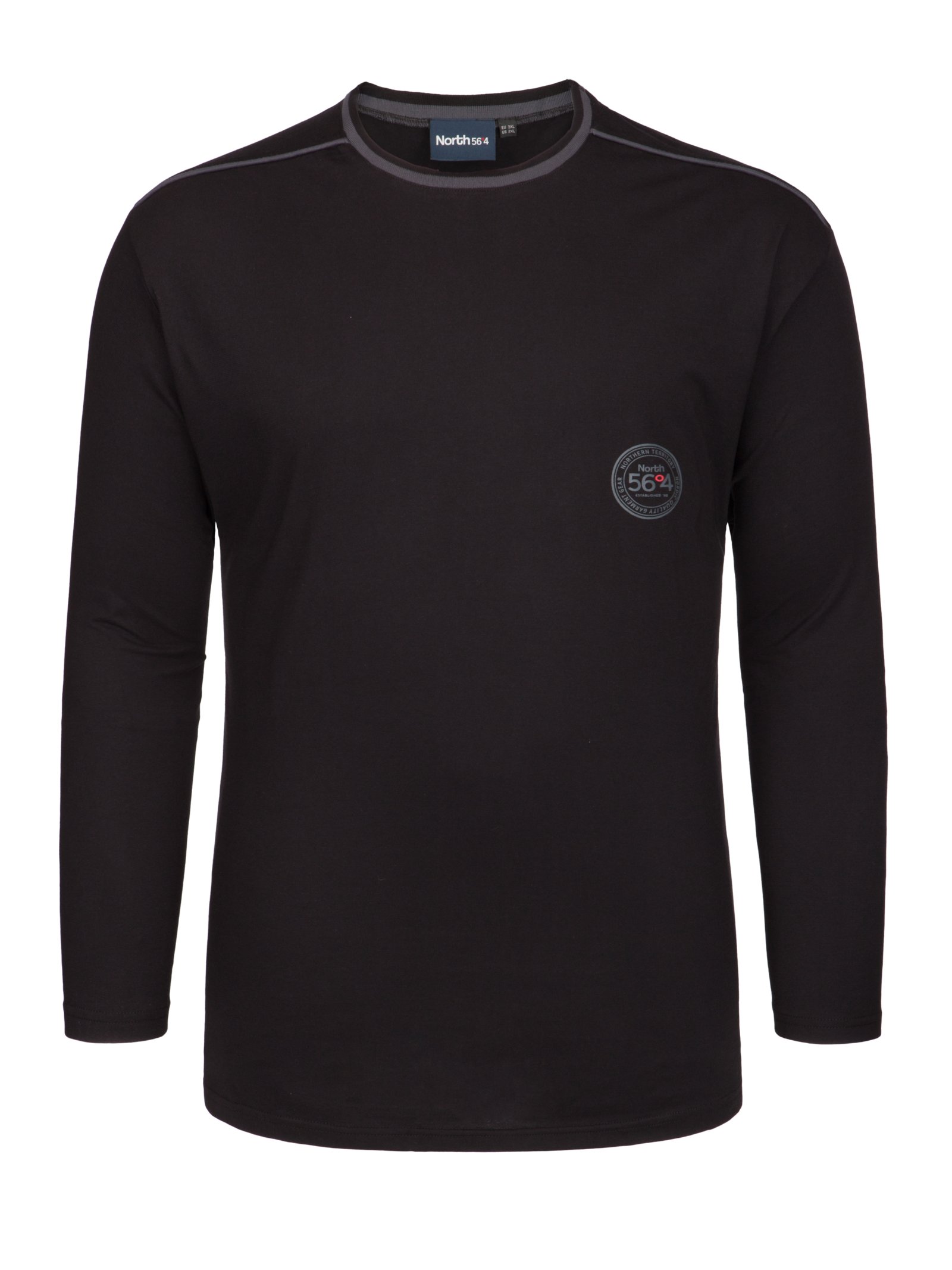 Übergröße : North 56°4, Homewear-Langarm-Shirt aus Baumwolle in Schwarz