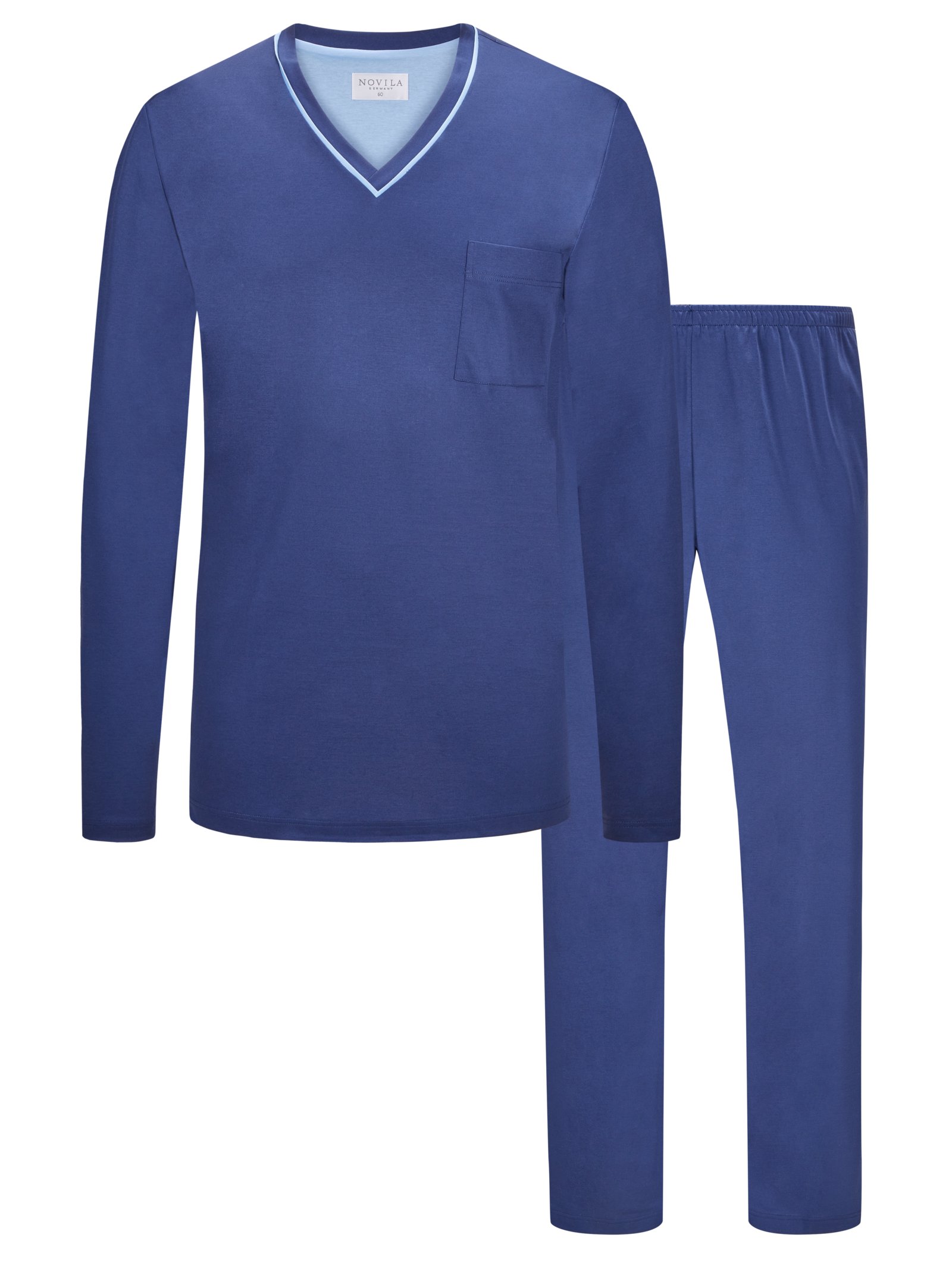 Übergröße : Novila, Schlafanzug im Baumwoll-Jersey in Blau