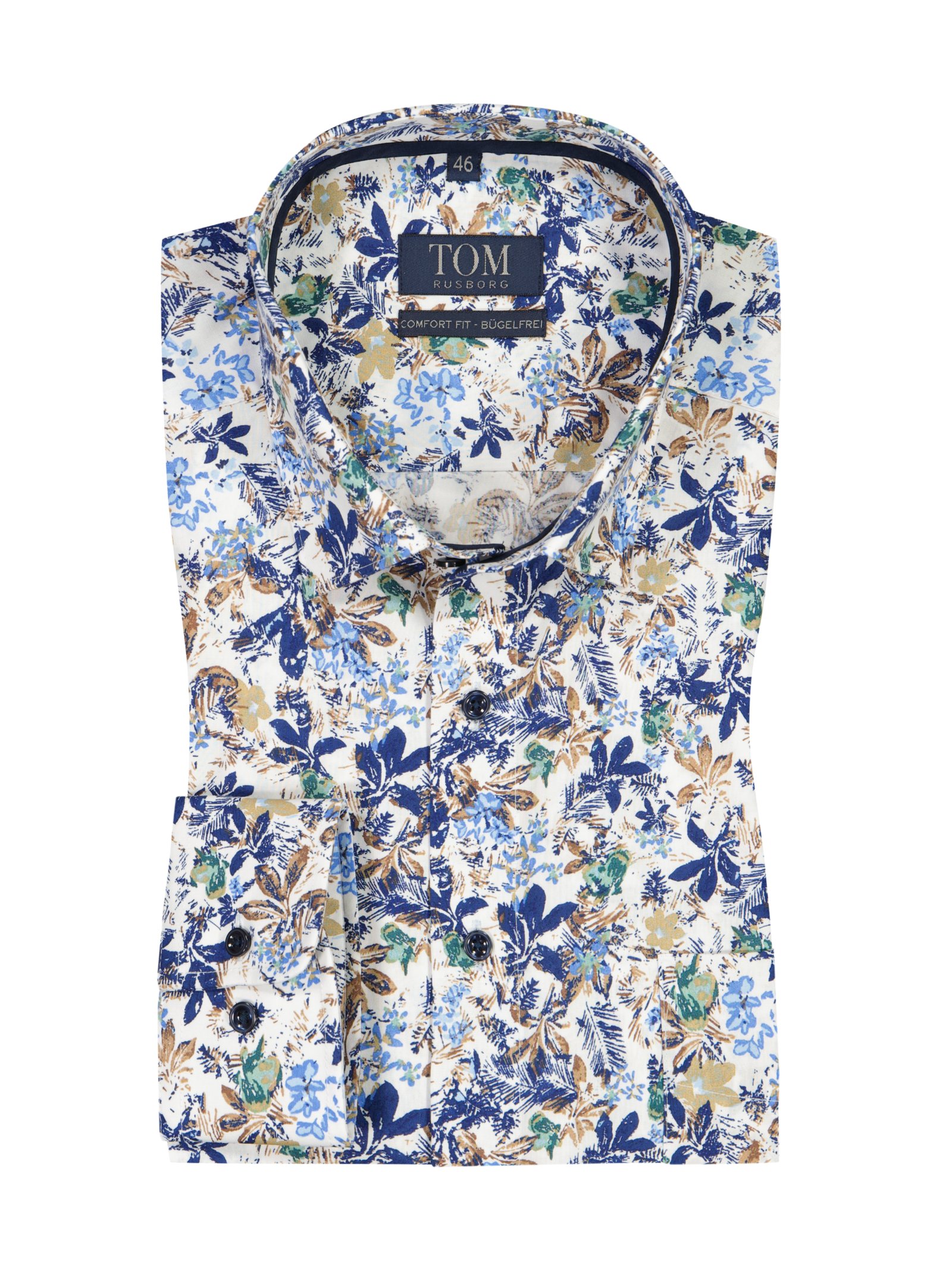 Übergröße : Tom Rusborg, Hemd mit floralem Muster, Comfort Fit in Blau