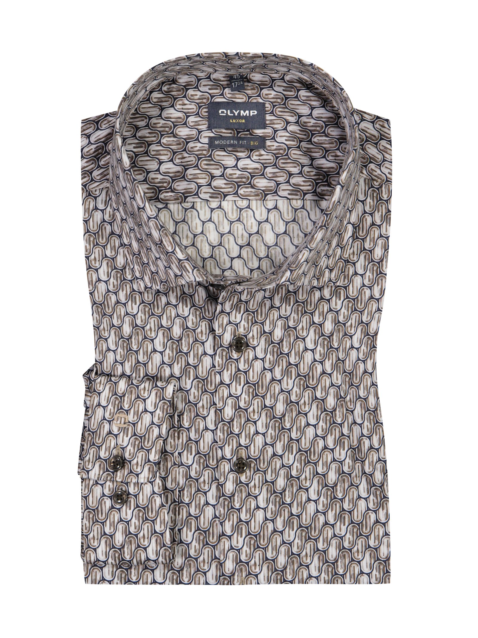 Übergröße : Olymp, Luxor Modern Fit Hemd mit Allover-Print in Grau
