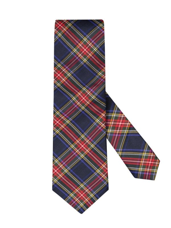 Übergröße : Ascot, Krawatte aus Seide im Karomuster in Blau