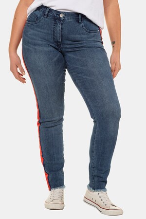 Ulla Popken Skinny Jeans, Streifengalon, schmale 5-Pocket - Große Größen