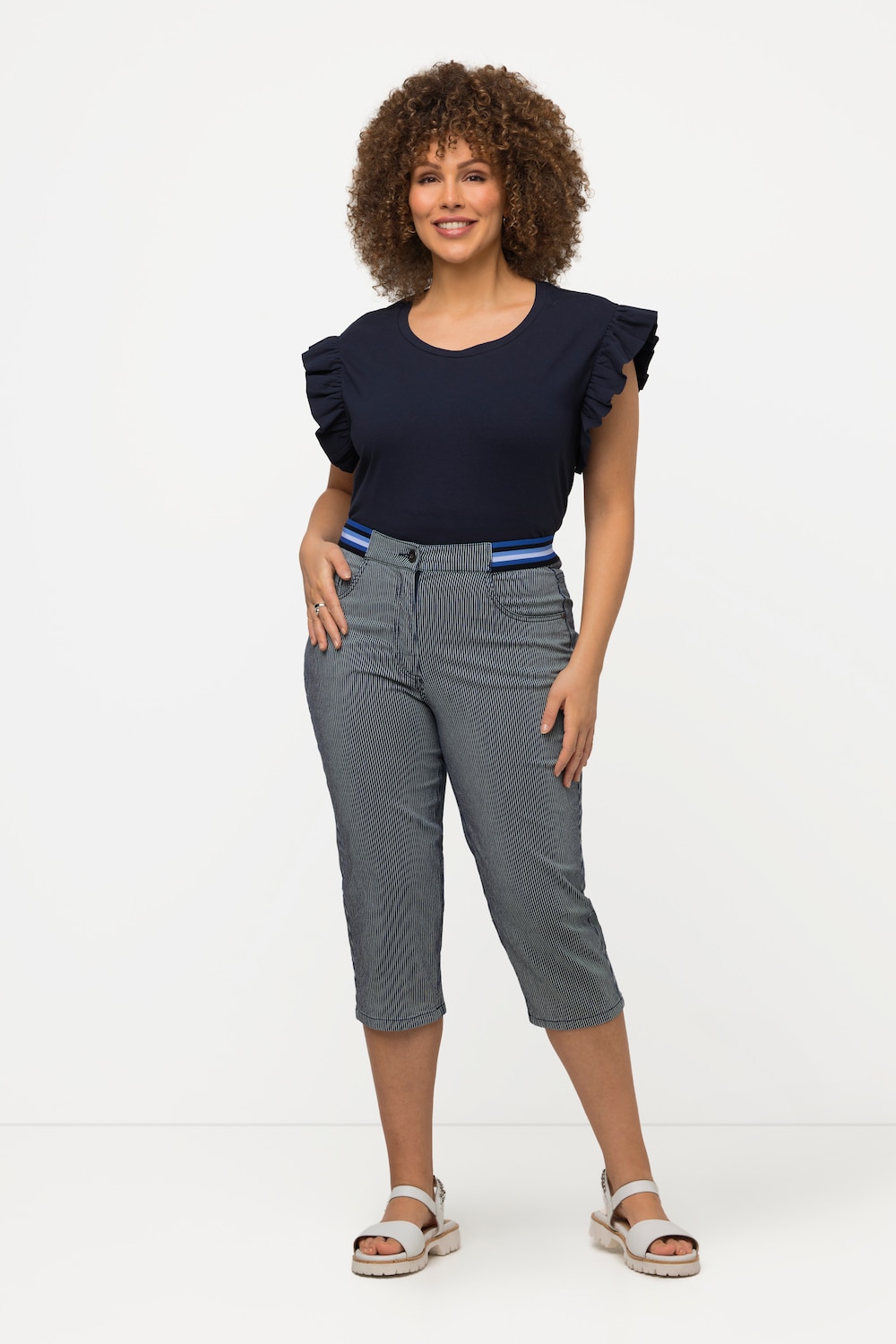 Capri-Jeans Sophie, Streifen, Elastikbund, 5-Pocket-Style