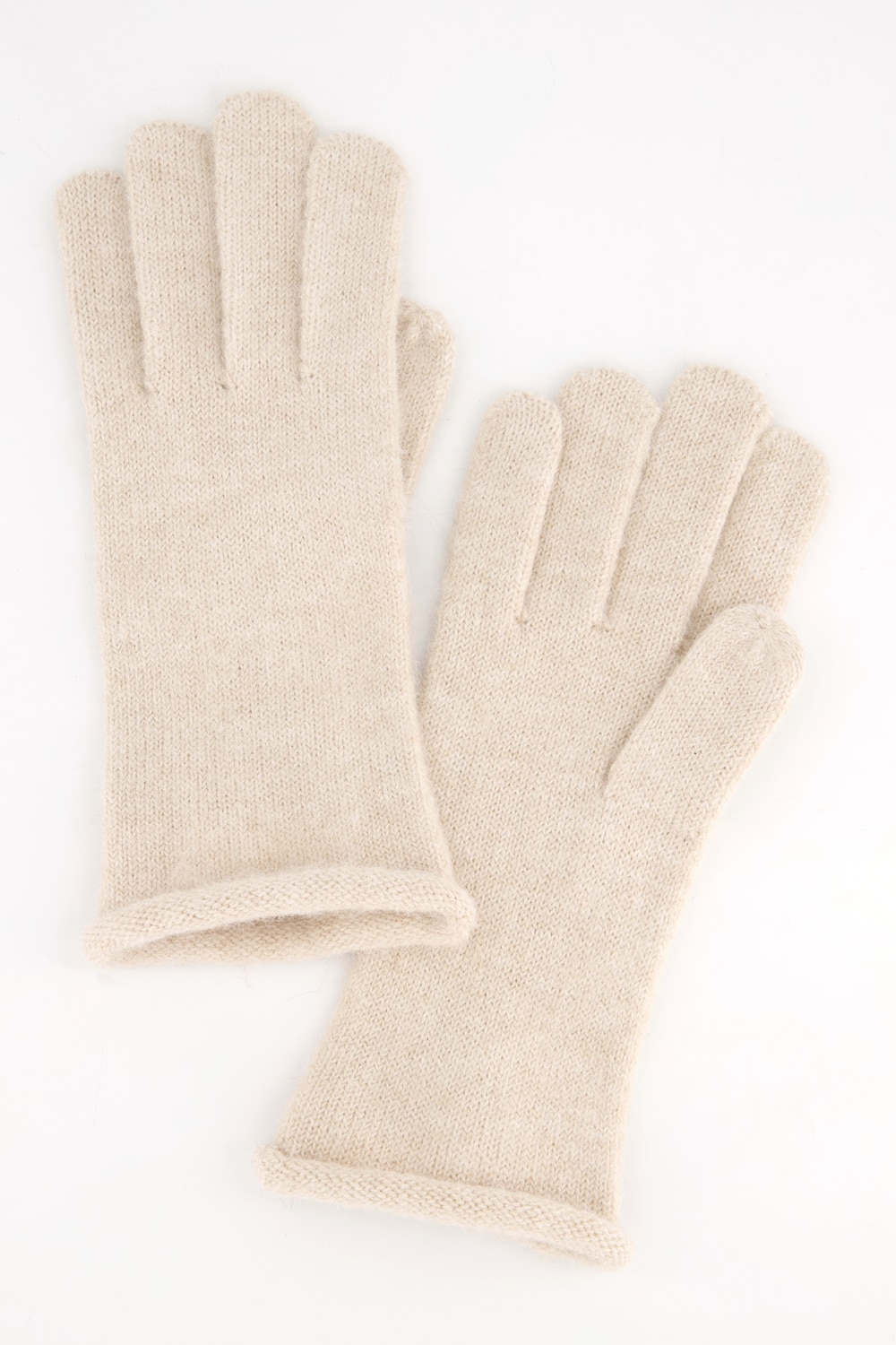 Handschuhe, meliert, Rollkante, weicher Strick