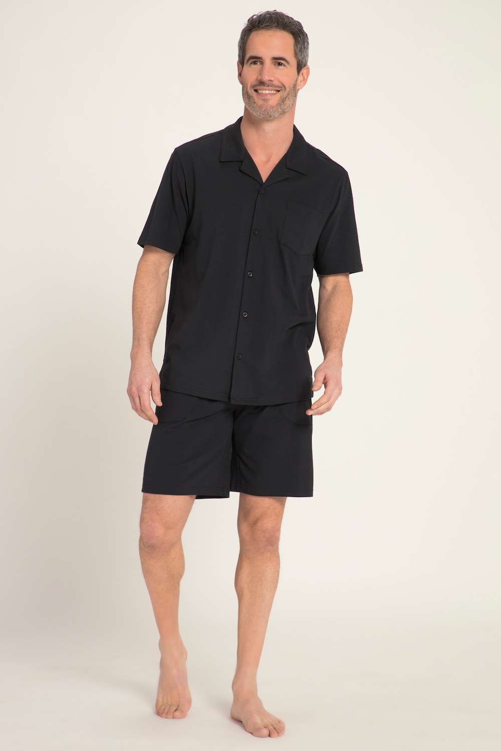 Schlafanzug, Homewear, Oberteil Cuba Kragen, Shorts