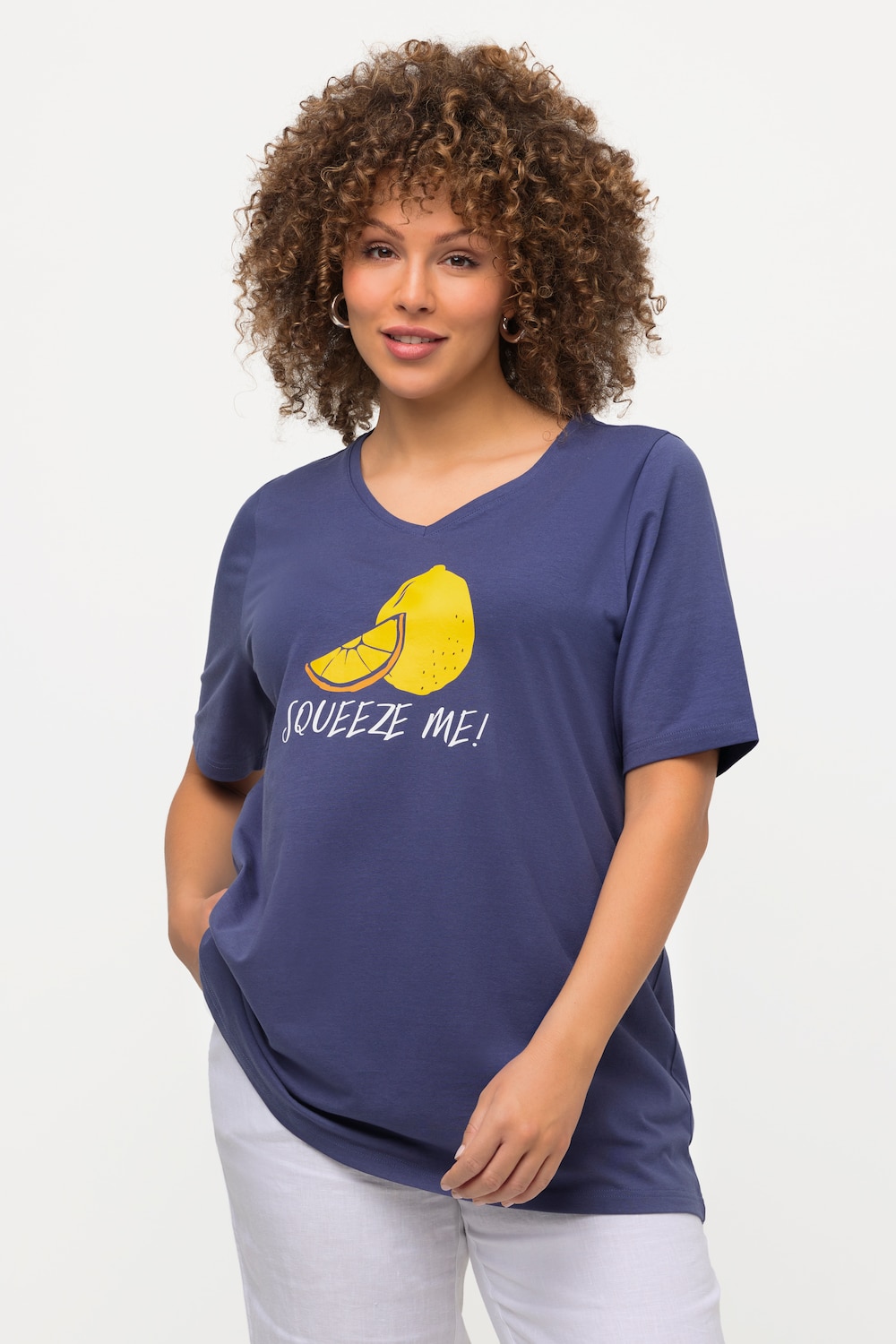 T-Shirt, Zitronen, A-Linie, V-Ausschnitt, Halbarm