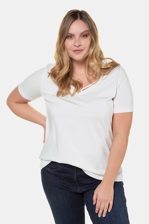Ulla Popken T-Shirt, geflochtener Ausschnitt, Classic - Große Größen