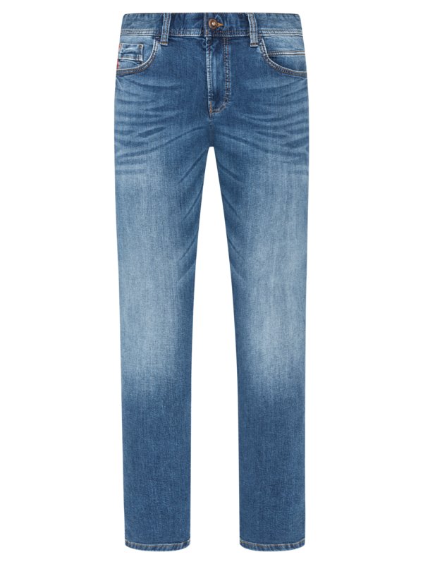 Übergröße : camel active, 5-Pocket Jeans im Used-Look in Hellblau