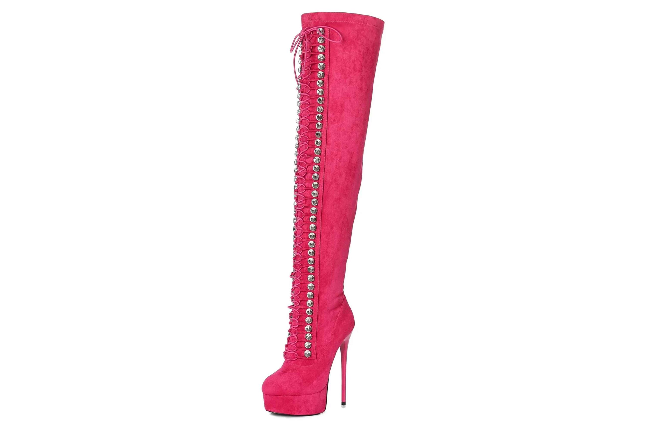 Giaro Stiefel in Übergrößen Pink [D2C] DOMINIQUE FUCHSIA VELOUR große Damenschuhe