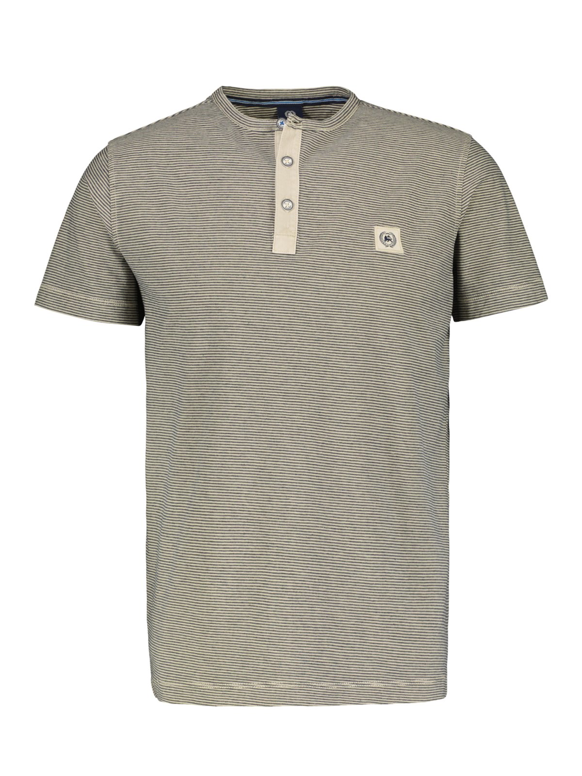 Lerros T-Shirt mit Serafino-Kragen und Streifen Muster