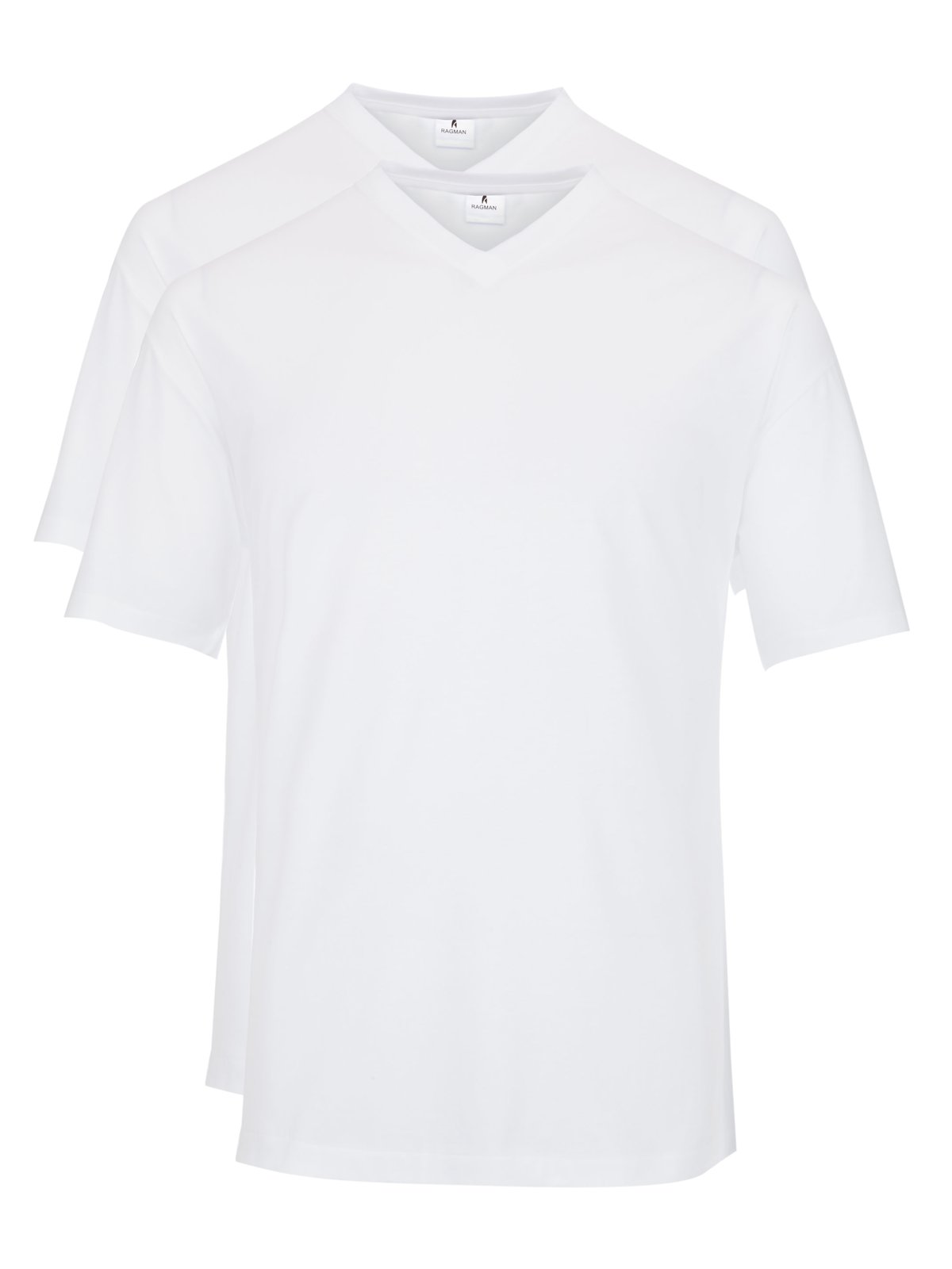Ragman T-Shirts mit V-Ausschnitt, Doppelpack, extralang
