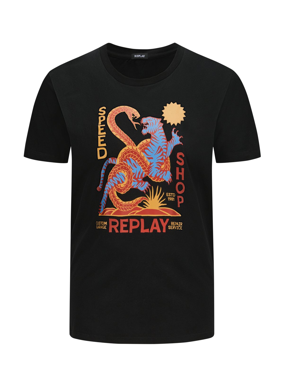 Replay T-Shirt mit Tiger- und Dragon-Motiv