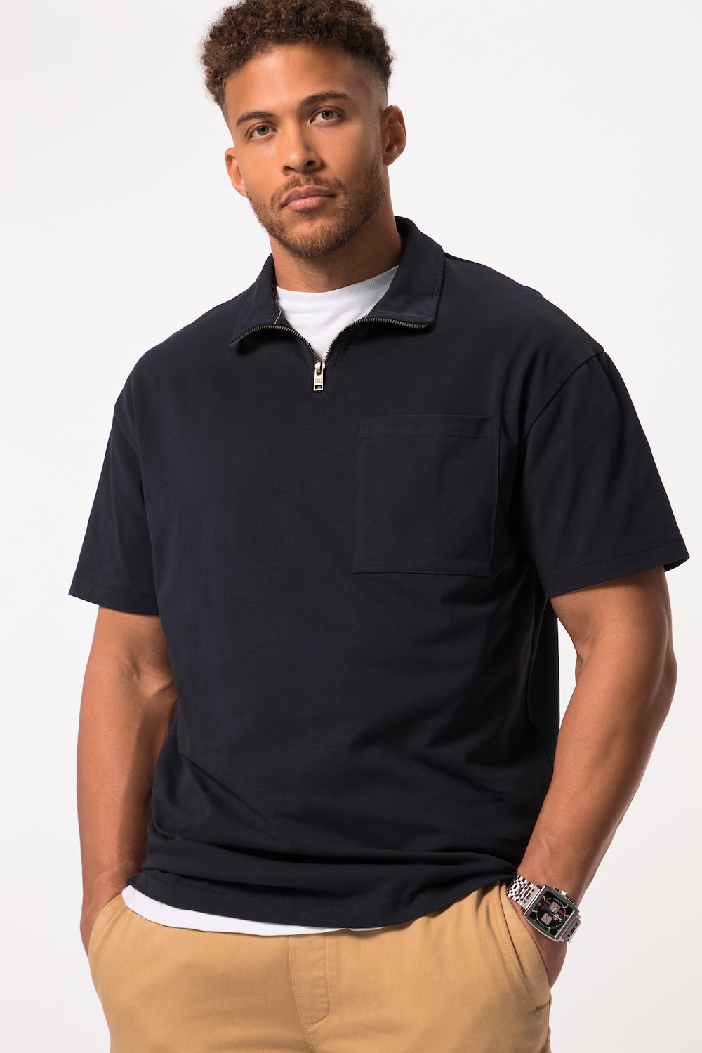 STHUGE Poloshirt, Halbarm, Zipper, bis 8 XL