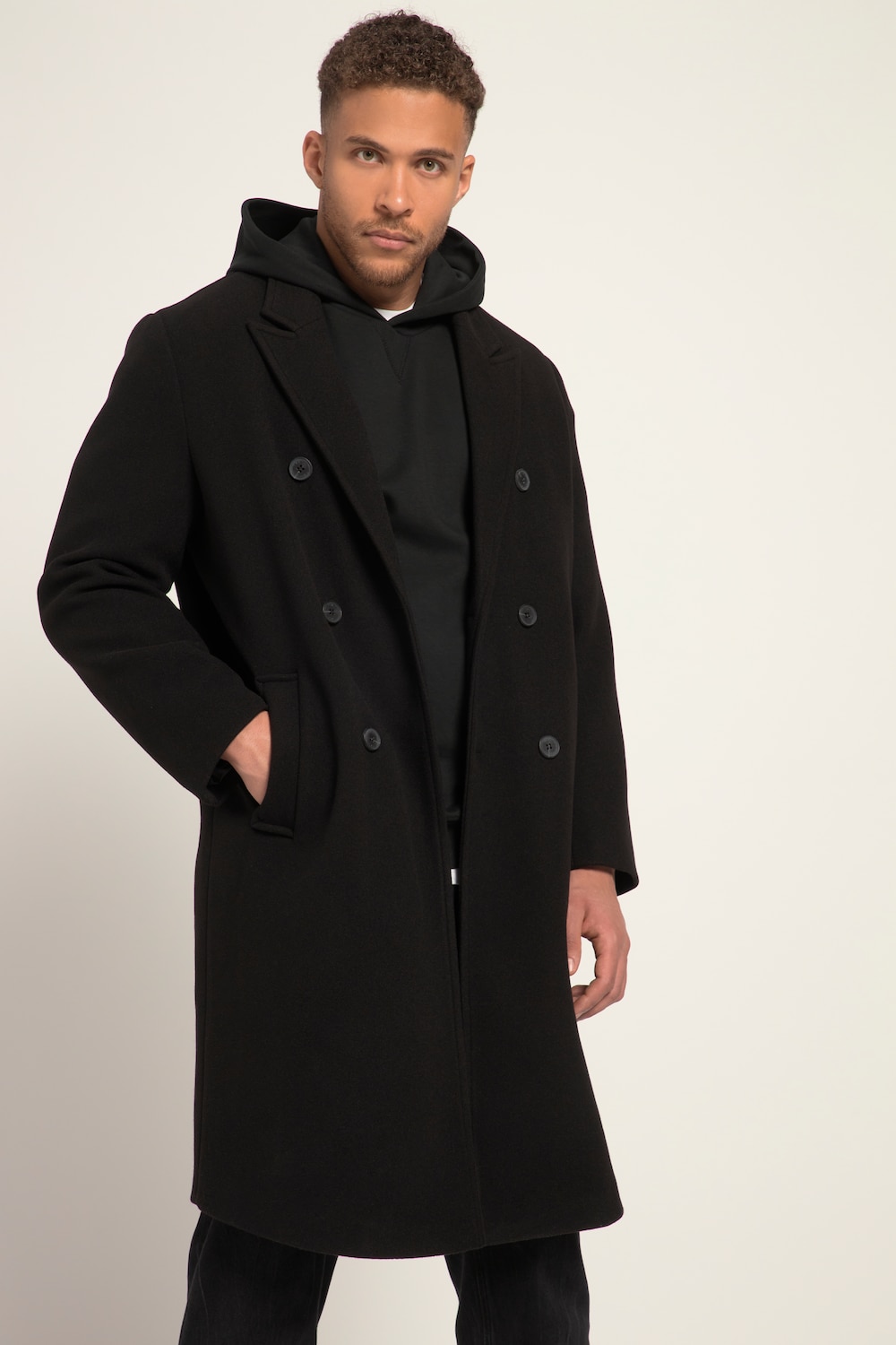 STHUGE Wolloptik-Mantel, Zweireiher, bis 8 XL