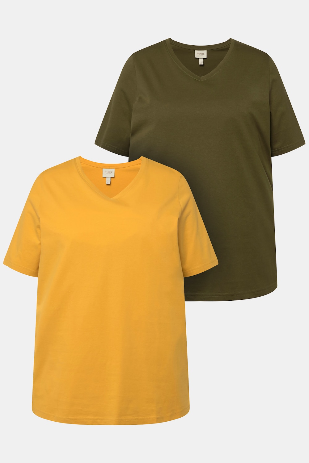 T-Shirts, 2er-Pack, V-Ausschnitt, Halbarm, Biobaumwolle